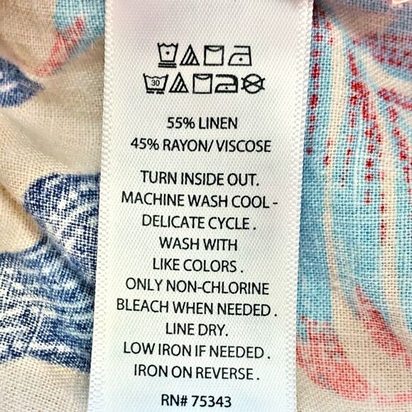 Nicole Miller Linen Blend Wide Leg Pants Medium Paper Bag Waist Tropical Floral - Picture 6 of 7